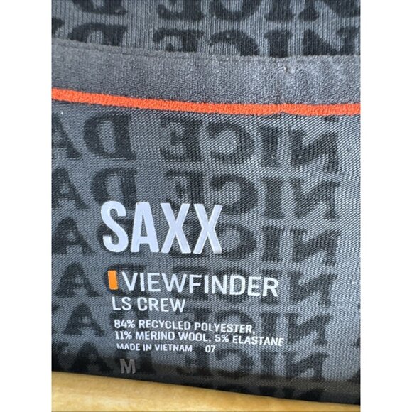 SAXX Viewfinder LS Crew Mens Medium Merino Blend Base Layer “Have A Nice Day” - Picture 3 of 5